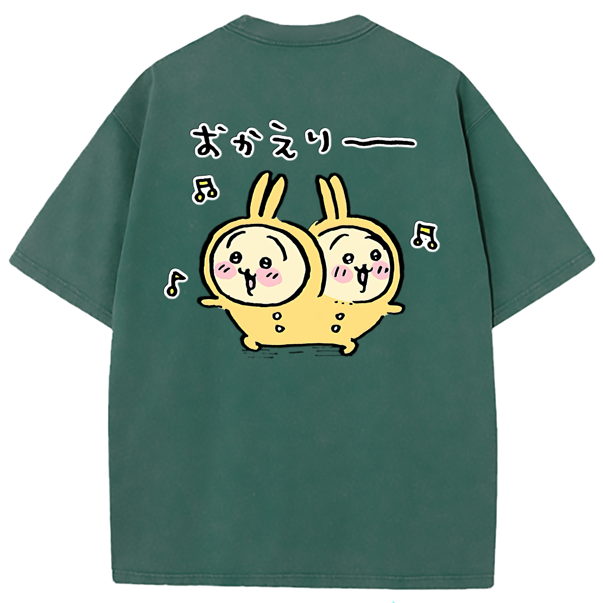 （画像用） ちいかわ うさぎ Chii-kawa usagi 綿100% ヴィンテージ風 半袖Tシャツ（背面プリント）